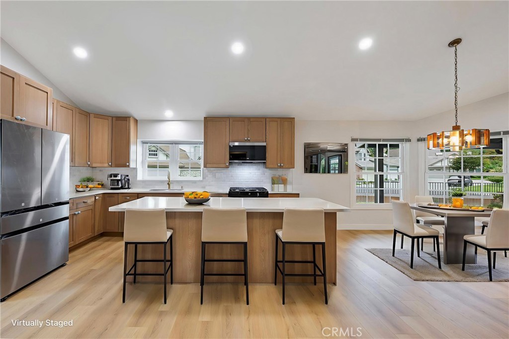 New custom kitchen with beautiful cabinets and gold vein marble look quartz counter tops. - 500 S Calle De Casas, Anaheim Hills CA 92807 - photo 1