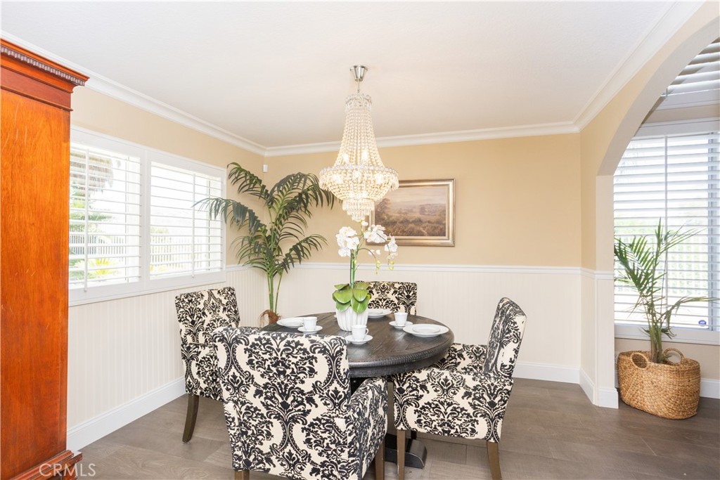 Custom Glass Chandelier and Wainscoting on the Walls - 8505 E Meadowridge, Anaheim Hills CA 92808 - photo 7