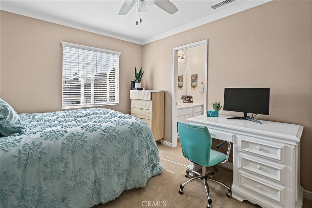Bedroom #2 has crown moulding and Jack & Jill bathroom access - 1028 S Brianna Way, Anaheim CA 92808 - photo 34