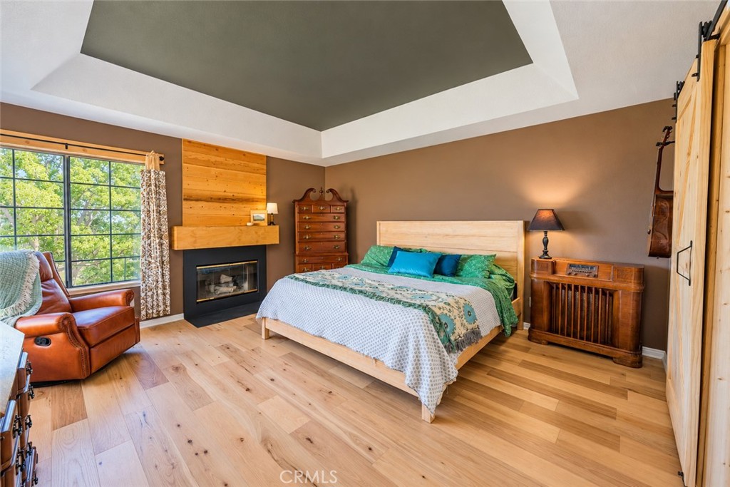 Spacious Primary Bedroom with view and custom fireplace mantel - 740 S Crown Pointe, Anaheim CA 92807 - photo 13