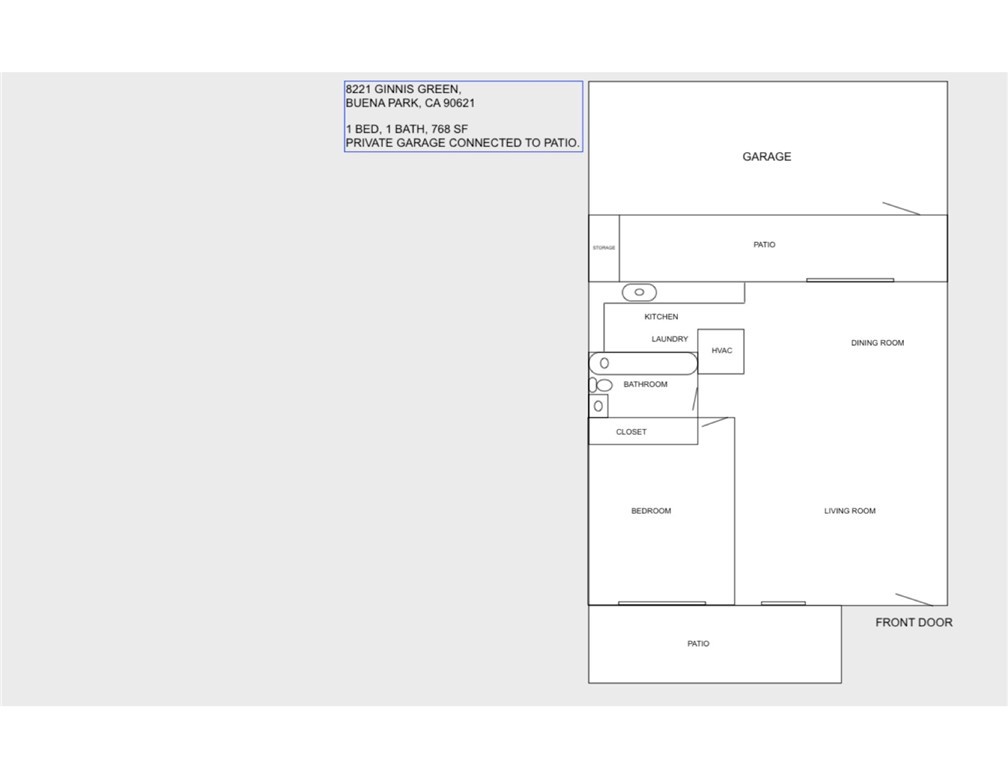 floor plan-single level with connected garage. - 8221 GINNIS Green, Buena Park CA 90621 - photo 7