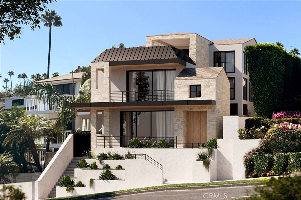 Artist's rendering. Front residence from Heliotrope Avenue - 407 Heliotrope Avenue A, Corona Del Mar CA 92625 - photo 7