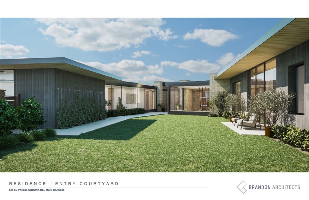 Rendering - Entry Courtyard - 525 El Paseo Drive, Corona Del Mar CA 92625 - photo 11