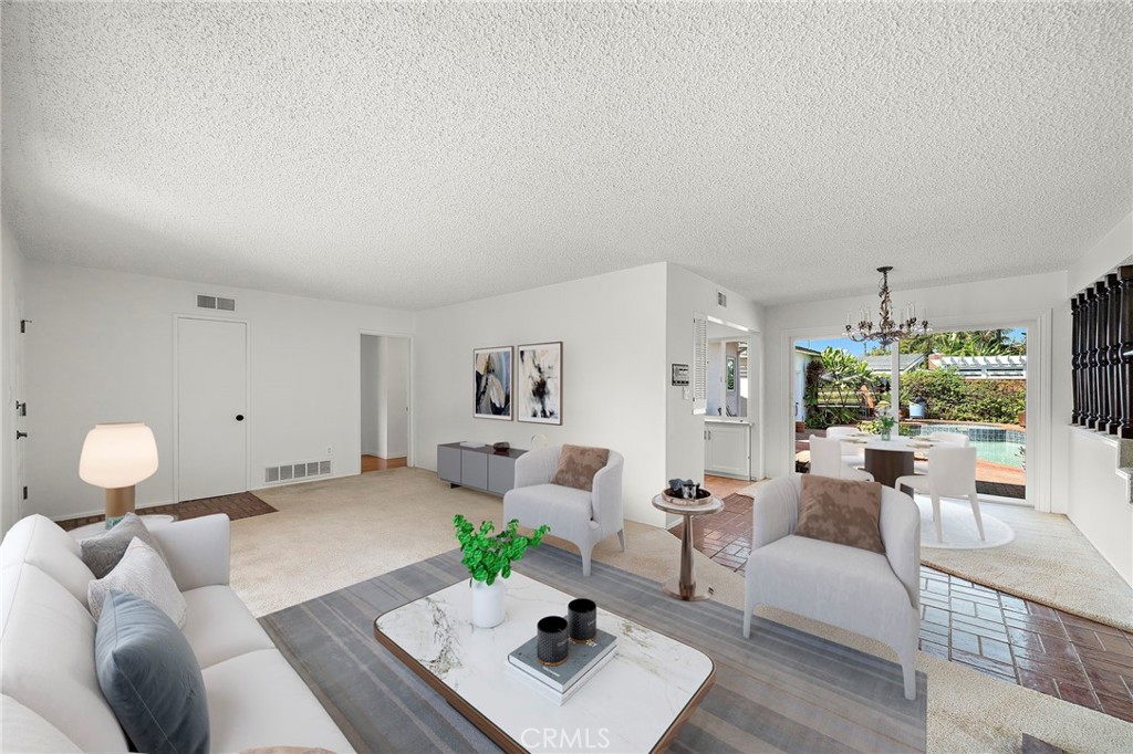 View from the fireplace virtally staged - 360 Bucknell Road, Costa Mesa CA 92626 - photo 9