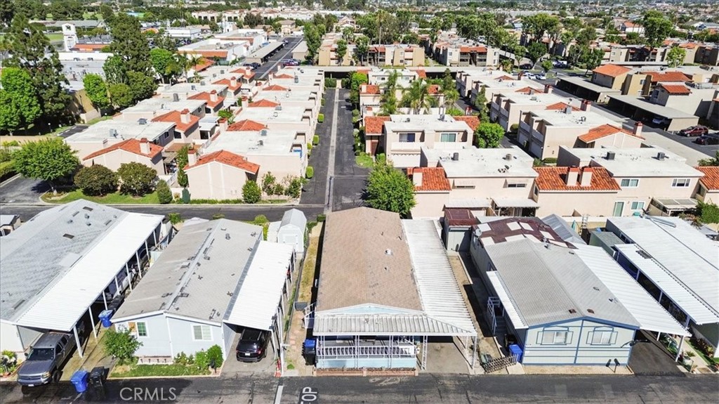 Drone View: Aerial perspective of the home’s location within Lincoln Center Mobile Home Park, an all-age Cypress communi - 9080 Bloomfield Avenue 293, Cypress CA 90630 - photo 23