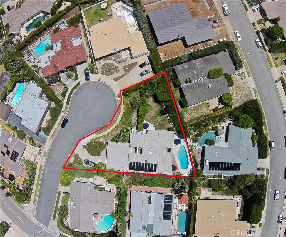 Aerial view of the property shows the expansiveness of the lot that is located at the end of a cul-de-sac in desirable M - 23022 Java Sea Drive, Dana Point CA 92629 - photo 1