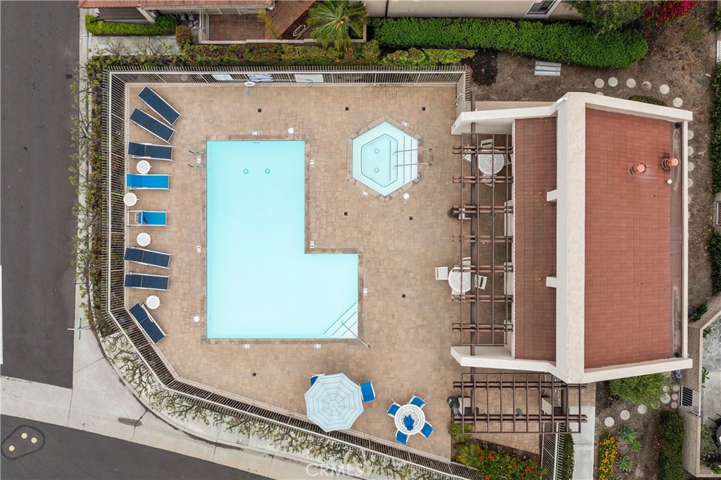 Aerial view of community pool, spa and clubhouse - 25742 Shell Drive 189, Dana Point CA 92629 - photo 39