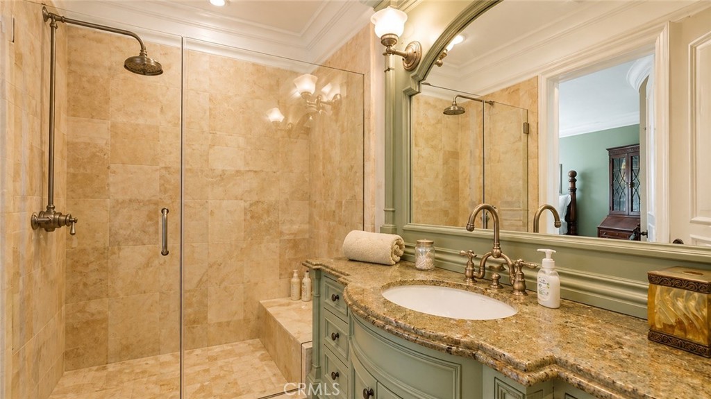 Guest Bath in Bedroom 4 with stone shower. - 26 RITZ COVE, Dana Point CA 92629 - photo 51