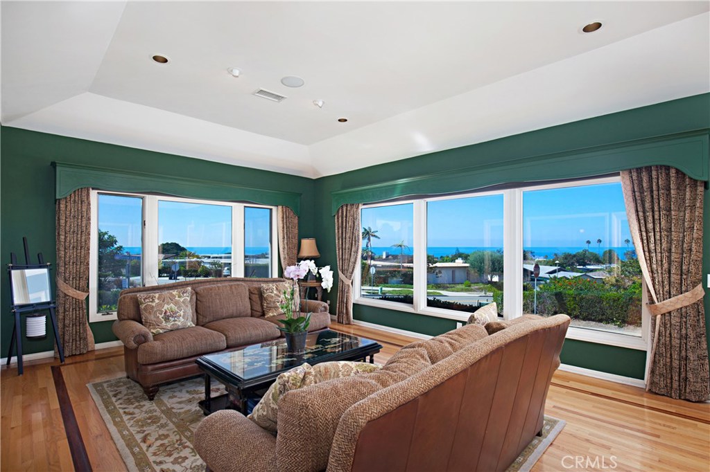 Enjoy the views of the ocean from this spacious living room with coffered ceilings - 32732 Seven Seas Drive, Dana Point CA 92629 - photo 1