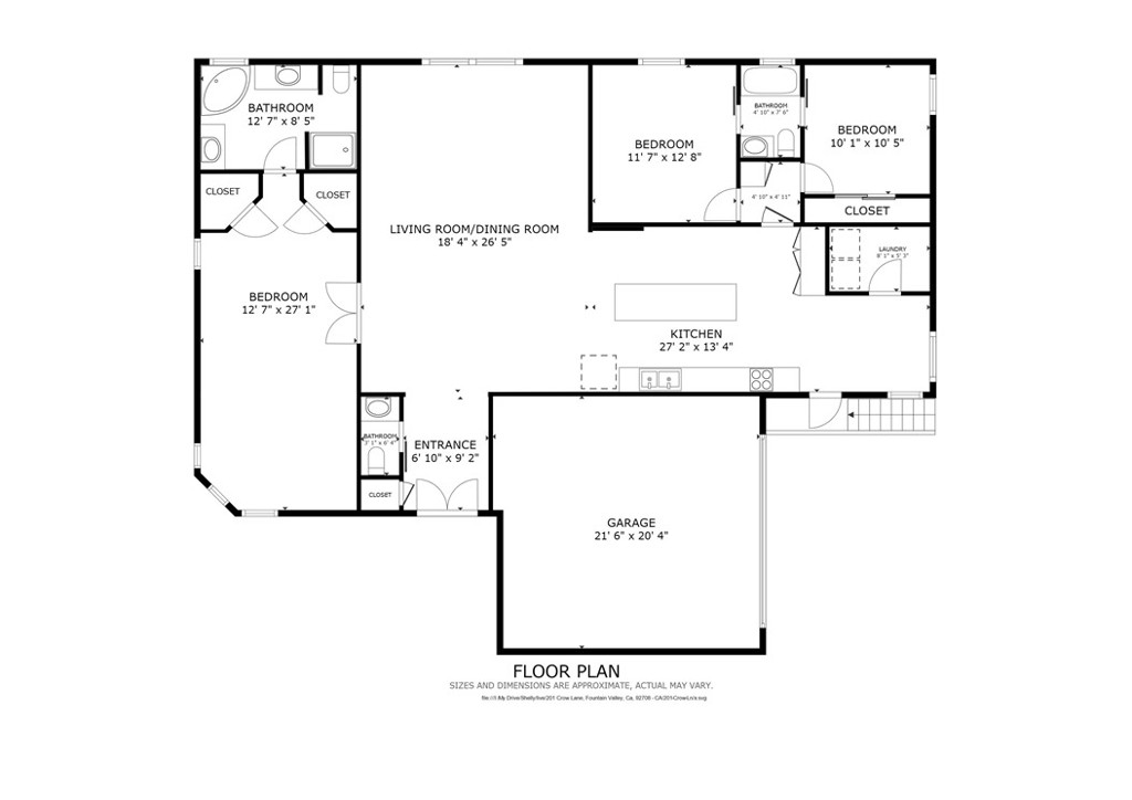 Floor plan for the property - 201 Crow Lane, Fountain Valley CA 92708 - photo 30
