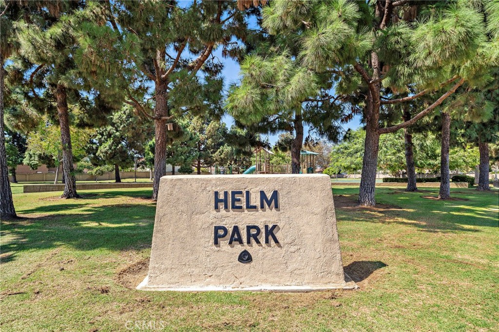 Helm Park entrance surrounded by mature trees and green space. - 9115 McBride River Avenue, Fountain Valley CA 92708 - photo 48
