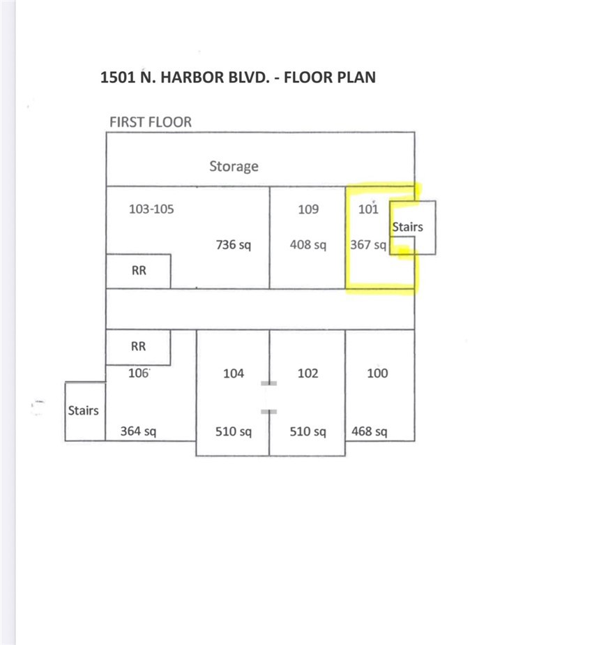 Floor Plan Unit 101 - 367 sqft - 1501 Harbor, Fullerton CA 92835 - photo 4