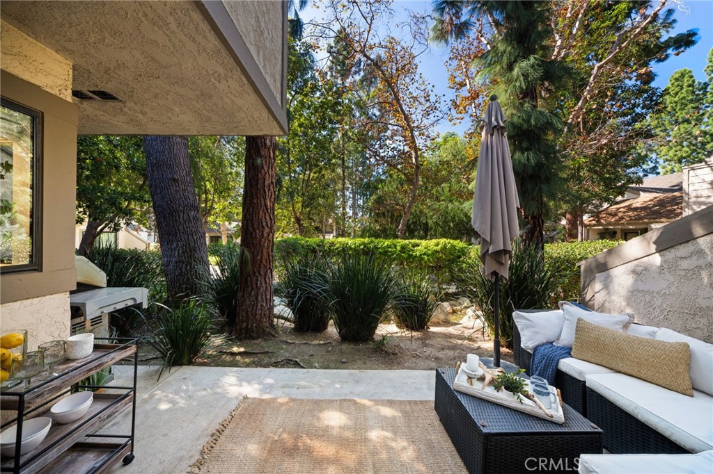 Back Patio overlooking the peaceful stream - 512 Quiet Brook Circle 188, Fullerton CA 92831 - photo 28