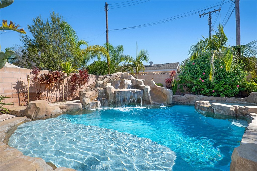 Tropical Backyard with newer pool, waterfall, slide and colored lights - 11782 Jasper Street, Garden Grove CA 92845 - photo 33
