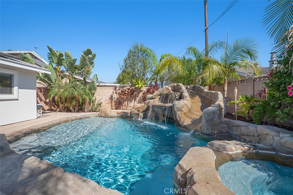 Tropical Backyard with newer pool, waterfall, slide and colored lights - 11782 Jasper Street, Garden Grove CA 92845 - photo 38