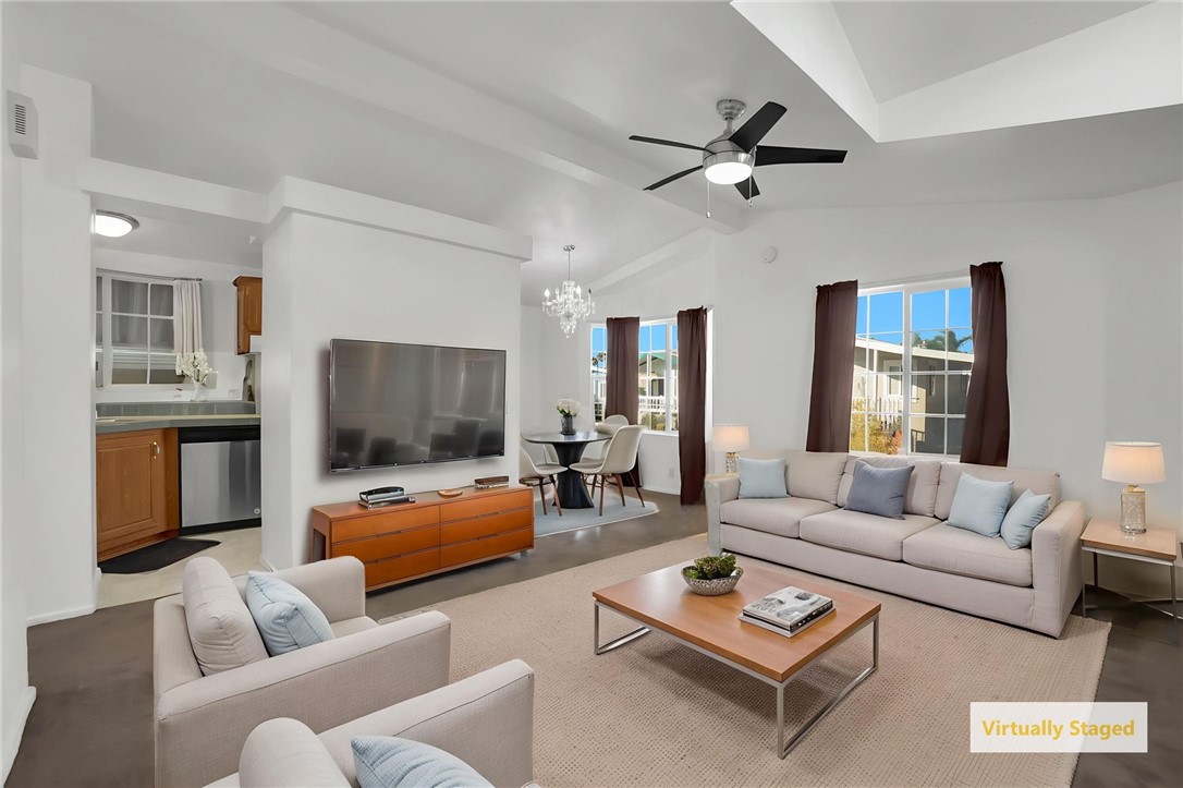 Virtual staging of living room, and dinning area - 5200 Heil Avenue 28, Huntington Beach CA 92649 - photo 5