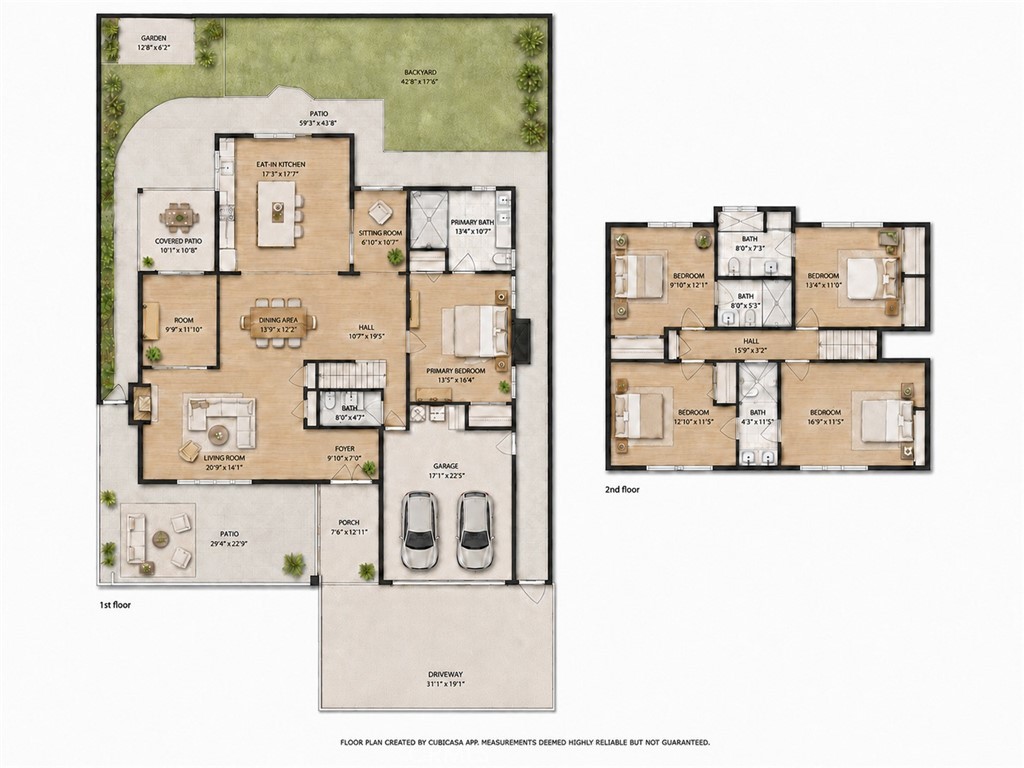 Detailed two-level floor plan illustrates five bedrooms, four-and-one-half baths and the home's versatile indoor-outdoor - 9162 Brabham Drive, Huntington Beach CA 92646 - photo 62