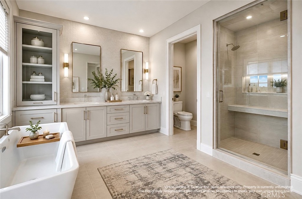 Virtual staging is for style and décor reference only. Property is currently unfurnished. The thoughtfully designed floo - 128 Roscomare, Irvine CA 92602 - photo 8