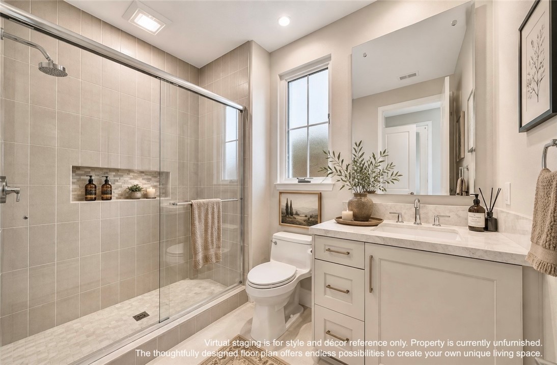 Virtual staging is for style and décor reference only. Property is currently unfurnished. The thoughtfully designed floo - 128 Roscomare, Irvine CA 92602 - photo 10