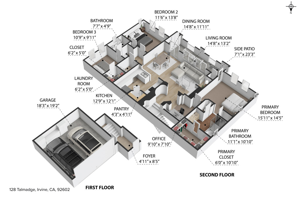 128 Talmadge 3D Floorplan - 128 Talmadge, Irvine CA 92602 - photo 3