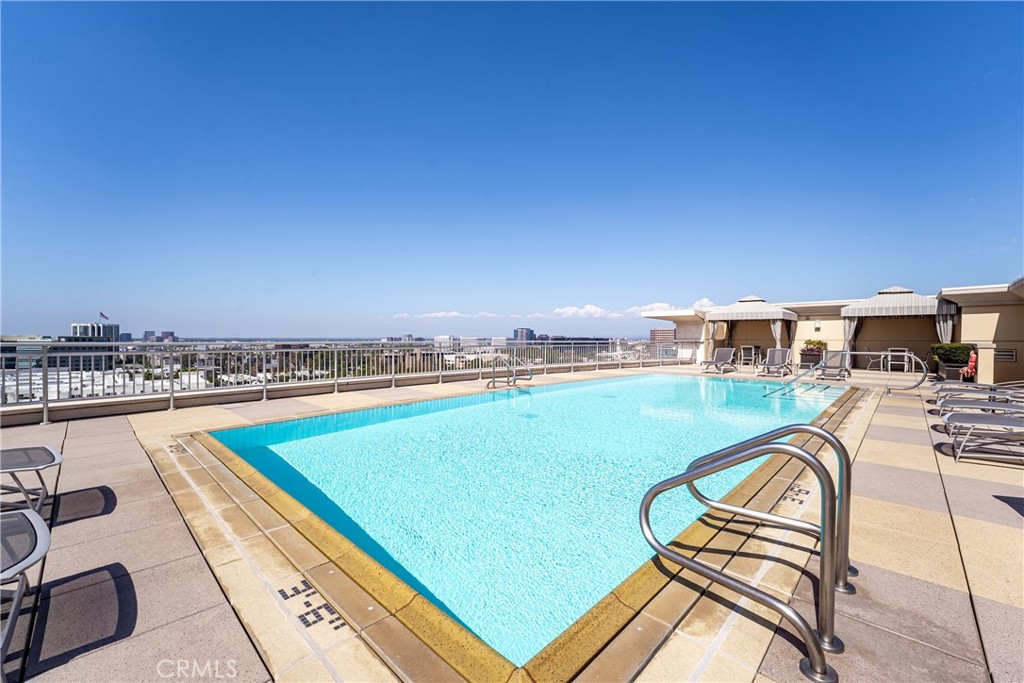Rooftop pool deck with fire pit, cabanas and lounges - 3043 Scholarship, Irvine CA 92612 - photo 44