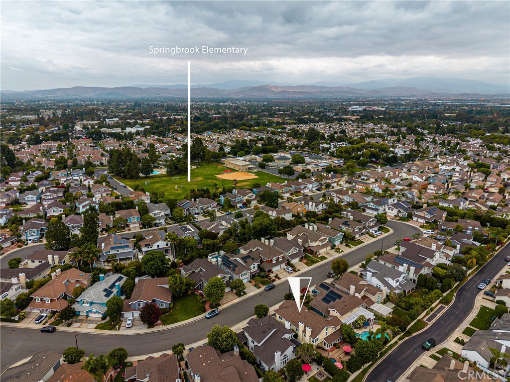 Aerial view of the area showing the house and Springbrook Elementary School - 57 Emerald, Irvine CA 92614 - photo 75