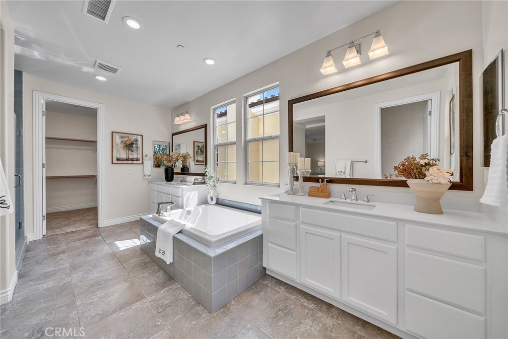 Master Bathroom has separate Bathtub & Shower & Dual Sinks - 60 Sherwood, Irvine CA 92620 - photo 34