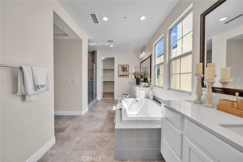 Master Bathroom has separate Bathtub & Shower & Dual Sinks - 60 Sherwood, Irvine CA 92620 - photo 35