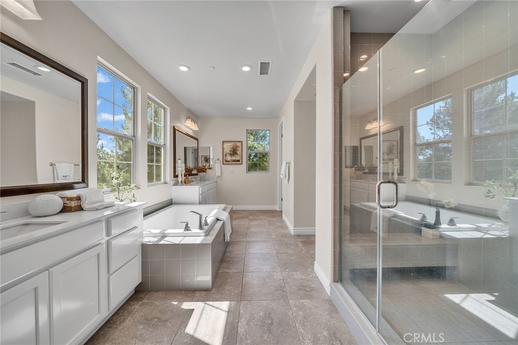 Master Bathroom has separate Bathtub & Shower & Dual Sinks - 60 Sherwood, Irvine CA 92620 - photo 36