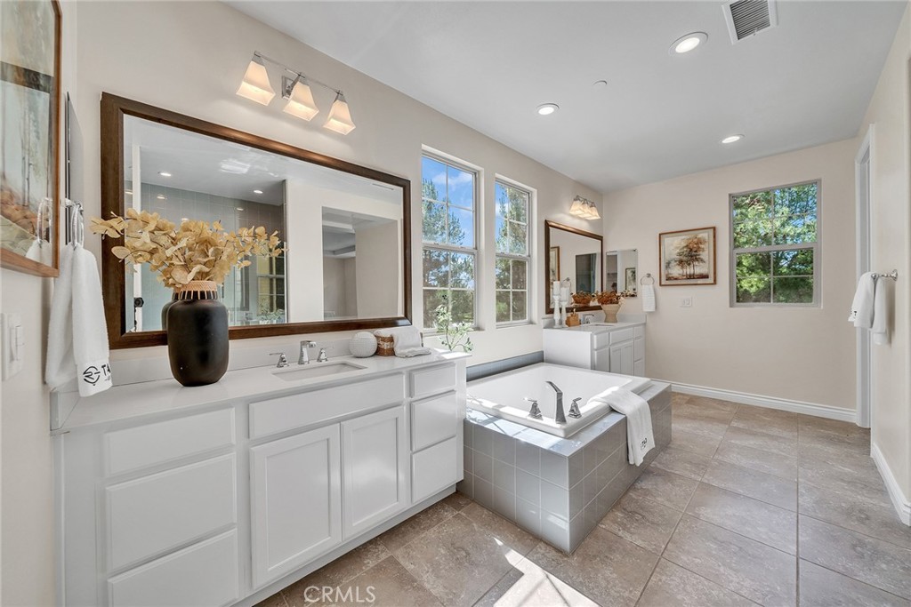 Master Bathroom has separate Bathtub & Shower & Dual Sinks - 60 Sherwood, Irvine CA 92620 - photo 37