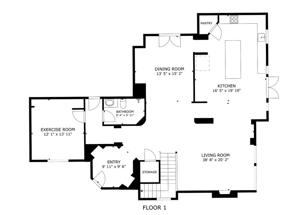 First Floor Floorplan. 4th bedroom being used as Exercise Room. - 16 Kempton Lane, Ladera Ranch CA 92694 - photo 6