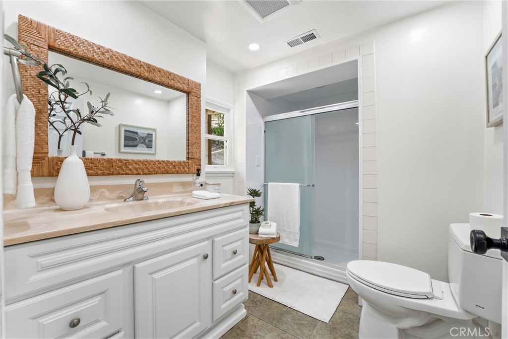 Bathroom #2 at lower level, new remodel, upgrades, nice and bright - 32021 & 32001 sunset Avenue, Laguna Beach CA 92651 - photo 27