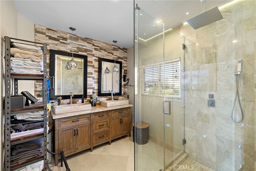 spa-inspired primary bath with rainfall shower - 608 Loretta Drive, Laguna Beach CA 92651 - photo 31
