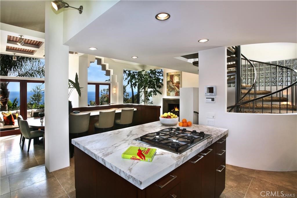 Kitchen with ocean view. Enhanced photo - 728 Rembrandt, Laguna Beach CA 92651 - photo 3