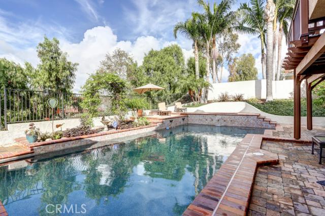 Backyard also offers raised spa, built-in fire pit and lounging areas for tanning. Retaining wall offers great planted s - 11 Mallorca, Laguna Niguel CA 92677 - photo 1