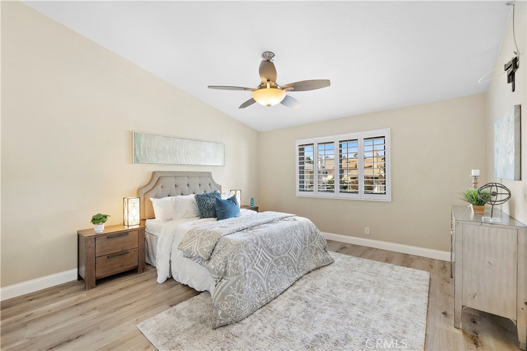 Bedroom #2 with vaulted ceilings and fan. - 27474 Lilac, Mission Viejo CA 92692 - photo 25