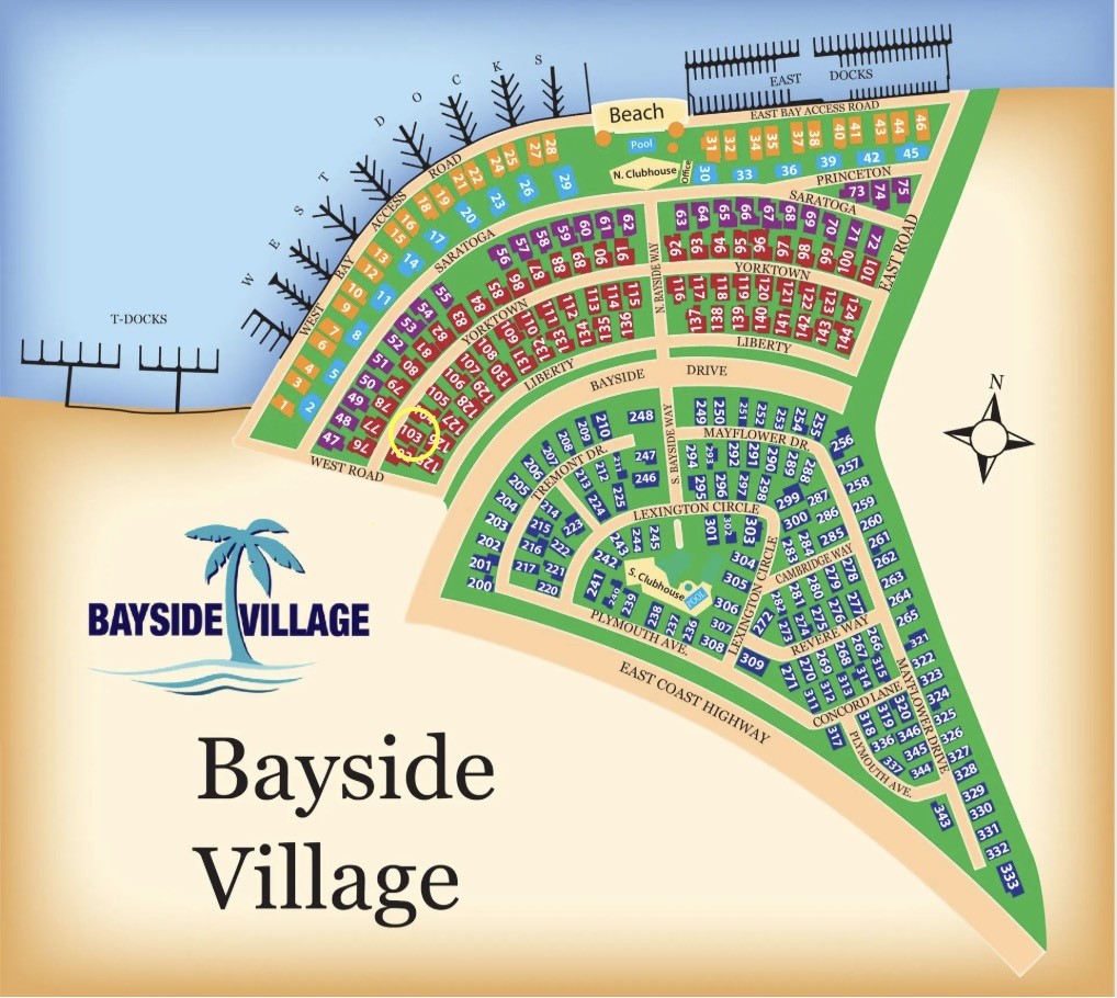 Bayside Village Map. 103 Circled, Yellow - 103 Yorktown, Newport Beach CA 92660 - photo 65