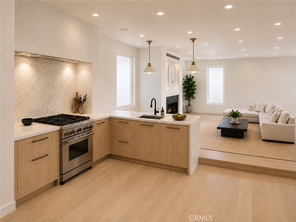 Kitchen and living room rendering - 122 1/2 29th Street, Newport Beach CA 92663 - photo 2