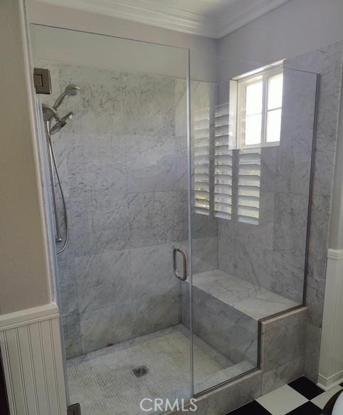 Beautifully updated stone Primary Shower - 1417 SEA RIDGE Drive, Newport Beach CA 92660 - photo 17