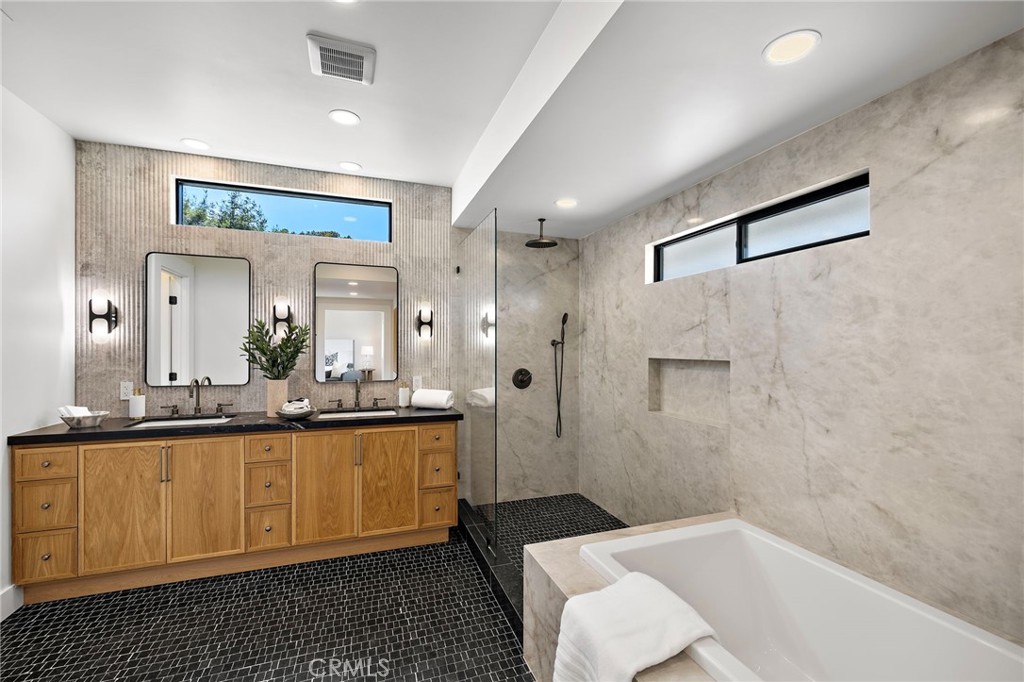 Marble slab rain shower and bath area - 1700 Port Ashley, Newport Beach CA 92660 - photo 30
