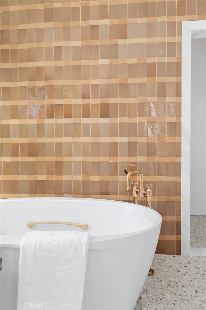 Gorgeous hand made, custom Italian tile in earth tones with brass fixtures - 2398 Redlands Drive, Newport Beach CA 92660 - photo 31