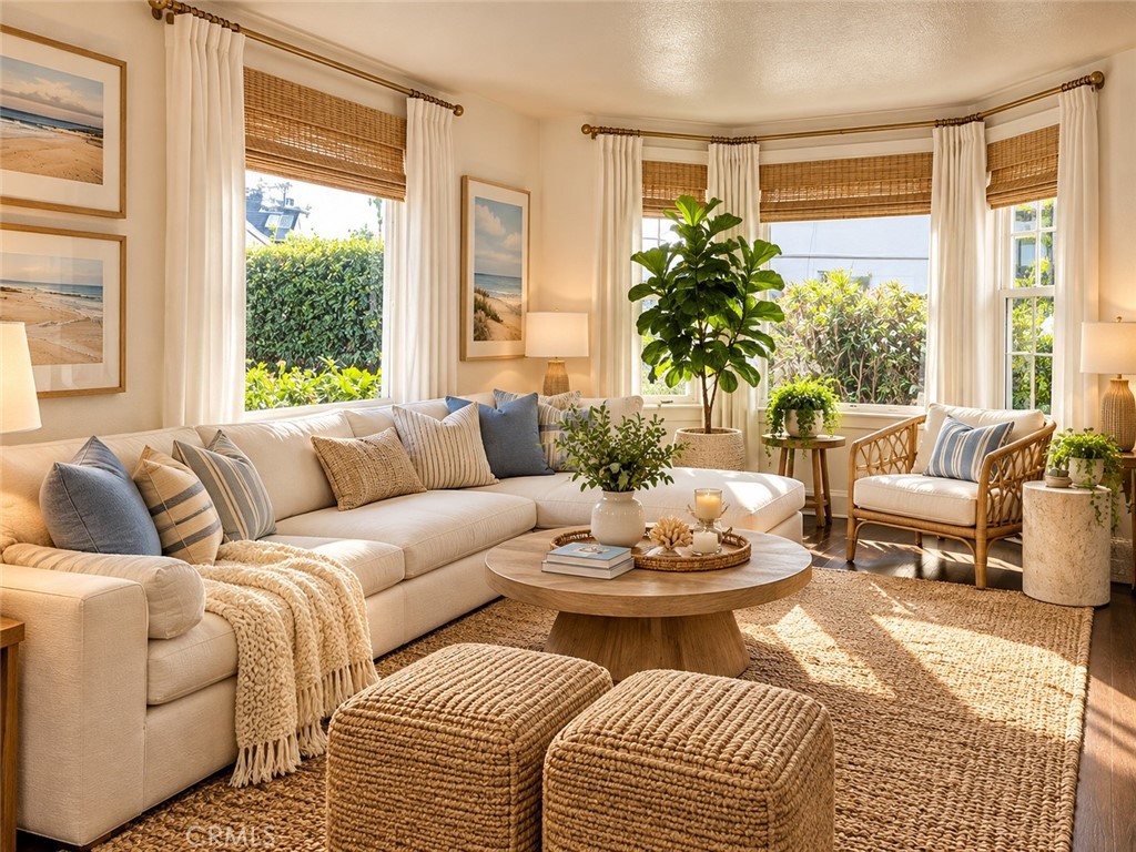 living room house is unfurnished. this is AI staging of living room - 3209 Clay Street A, Newport Beach CA 92663 - photo 2