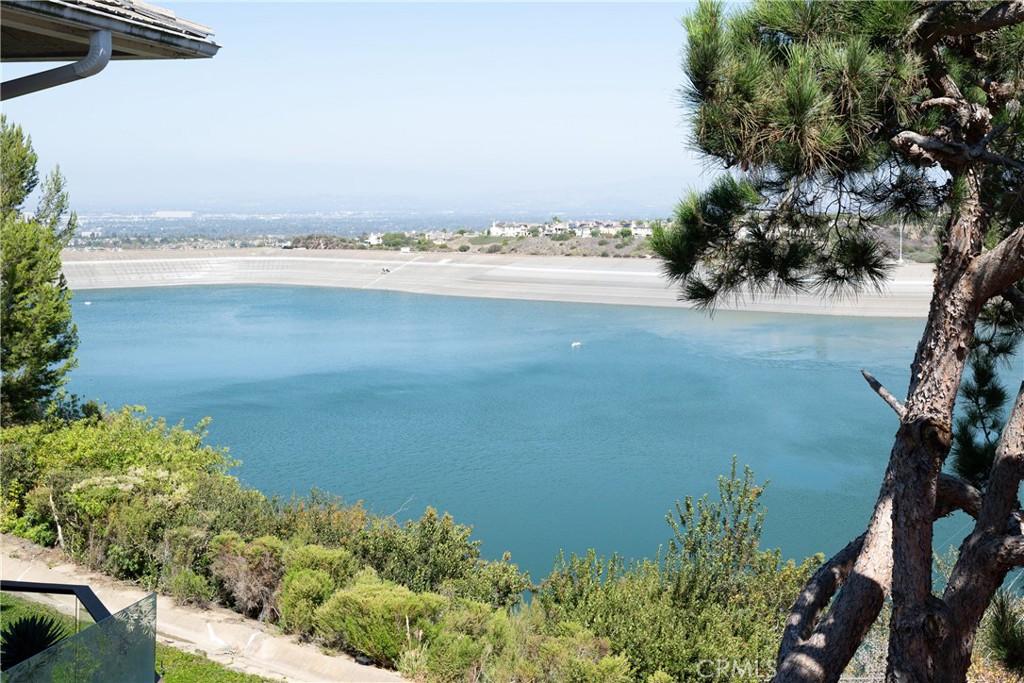 Reservoir View: Expansive reservoir and hillside views create a scenic backdrop, framed by mature trees and established - 36 Vienna, Newport Beach CA 92660 - photo 30