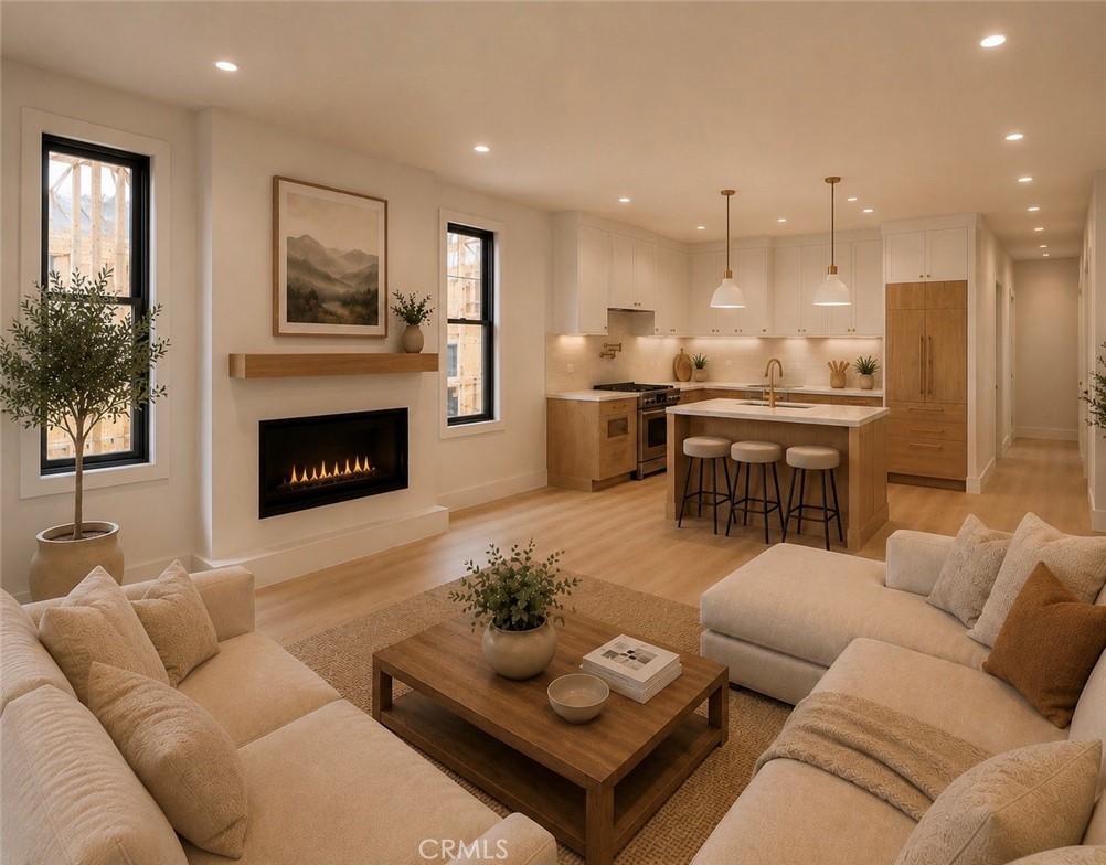Living Room and Kitchen rendering - 510 1/2 35th Street, Newport Beach CA 92663 - photo 3