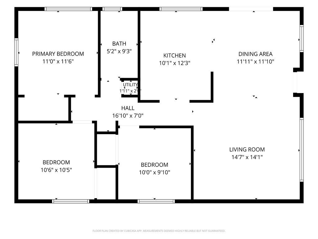 Floor plan illustrating the home's functional 3-bedroom, 1-bath layout with kitchen, dining area, and spacious living ro - 150 S Park, Orange CA 92869 - photo 25