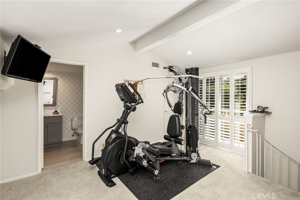 Upstairs bedroom, workout room, office, art studio or extra bedroom with private bath and private balcony - 6703 E La Cumbre, Orange CA 92869 - photo 56