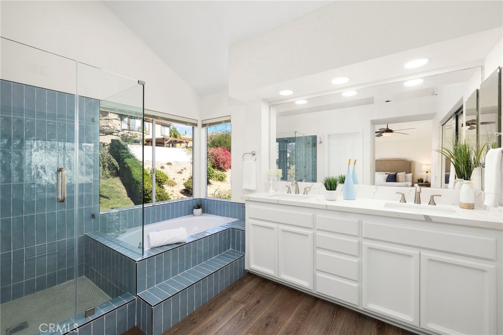 Newly remodeled primary bath with quartz countertops - 1 Villamoura, Rancho Santa Margarita CA 92679 - photo 23
