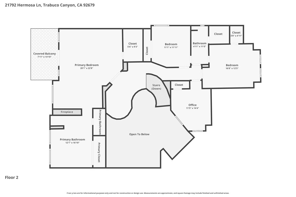 Second Level Floor Plan. Dimensions are Estimated. - 21792 Hermosa Lane, Rancho Santa Margarita CA 92679 - photo 3