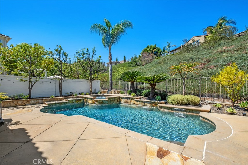 Seating area by spa shows portable fire pit. - 19 Calle Verdadero, San Clemente CA 92673 - photo 33