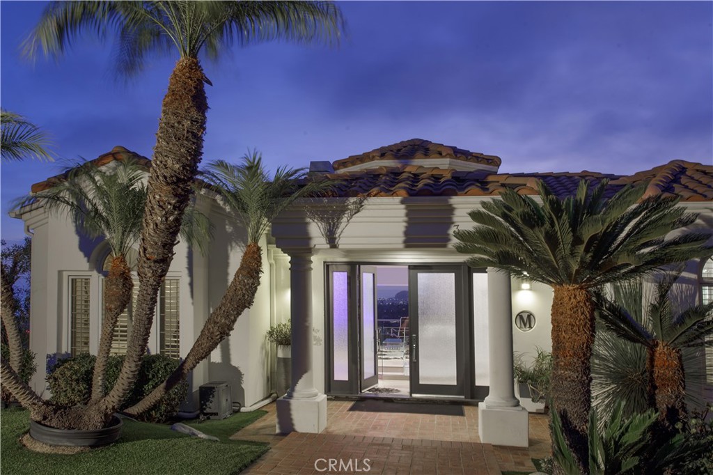 The elegant front elevation welcomes with Mediterranean-inspired architecture, mature palms, and a grand covered entry t - 3 Via Pasa, San Clemente CA 92673 - photo 2